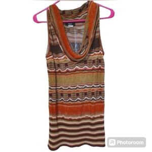 Rue 21 Striped Knit Sleeveless Sweater Brown Orange Cream